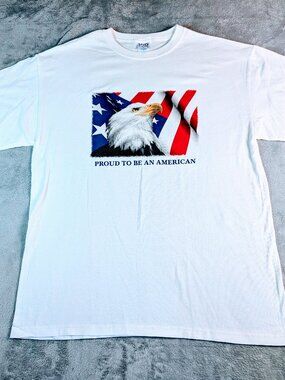 M&O‎ Patriotic Proud To Be an American T Shirt Size L Graphic Flag and Eagle